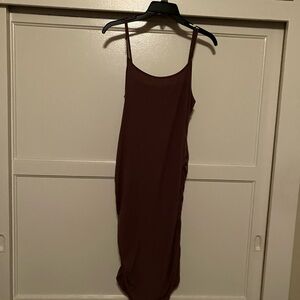 Elegant Brown Spaghetti Strap Dress